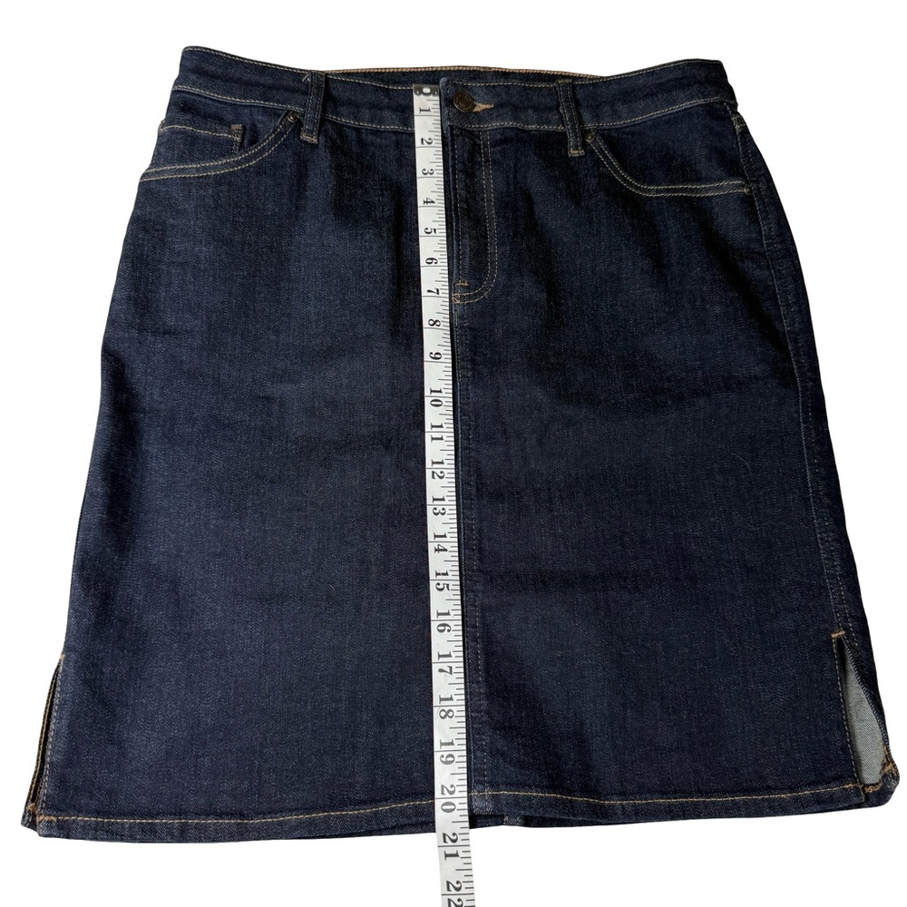 Chico’s Jean Skirt Denim SZ 2 12 Dark Wash Casual Spring Pockets Pencil Vacation - Picture 6 of 7